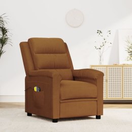  Elektryczny fotel masujący brązowy obity aksamitem