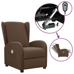  Elektryczny fotel masujący brązowy obity tkaniną
