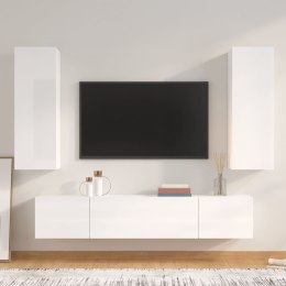  Zestaw 4 szafek TV biały z połyskiem materiał drewnopochodny