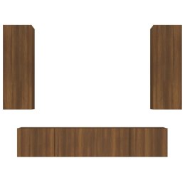 Zestaw 4 szafek TV brązowy dąb materiał drewnopochodny