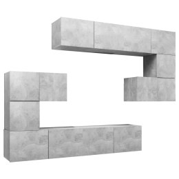  8-cz. zestaw szafek telewizyjnych szarość betonu płyta