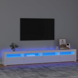  Szafka pod TV z oświetleniem LED biała z połyskiem240x35x40cm