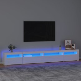 Szafka pod TV z oświetleniem LED biała z połyskiem270x35x40cm
