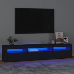 Szafka pod TV z oświetleniem LED czarna 195x35x40 cm