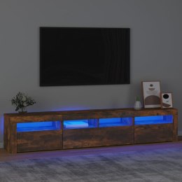  Szafka pod TV z oświetleniem LED przydymiony dąb 210x35x40 cm