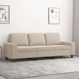 VidaXL 3-osobowa sofa, kremowa, 180 cm, tapicerowana mikrofibrą