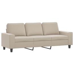 VidaXL 3-osobowa sofa, kremowa, 180 cm, tapicerowana mikrofibrą
