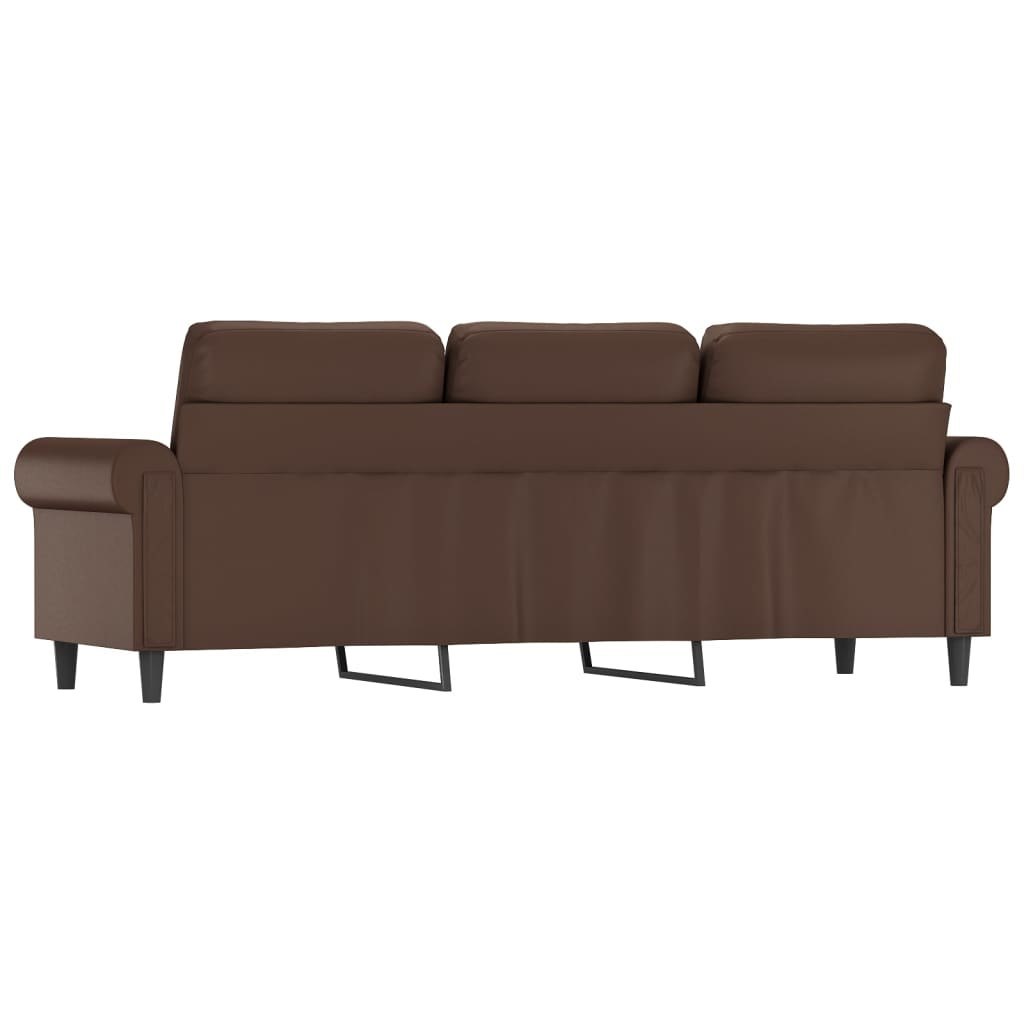  3-osobowa sofa brązowa 180 cm sztuczna skóra