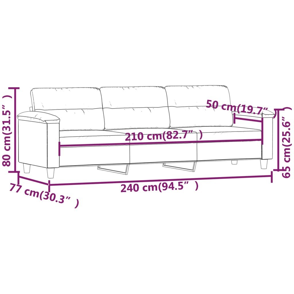  3-osobowa sofa ciemnoszary 210 cm tapicerowana mikrofibrą