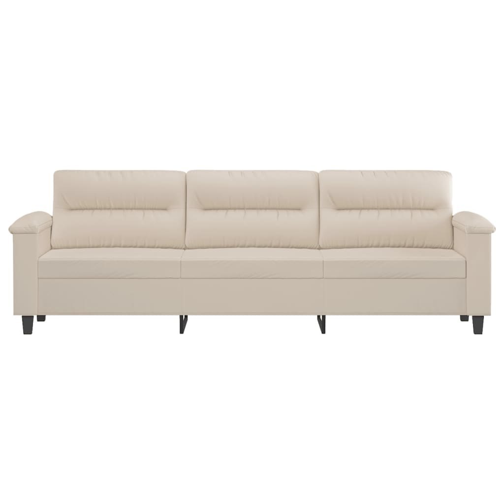  3-osobowa sofa kremowa 210 cm tapicerowana mikrofibrą