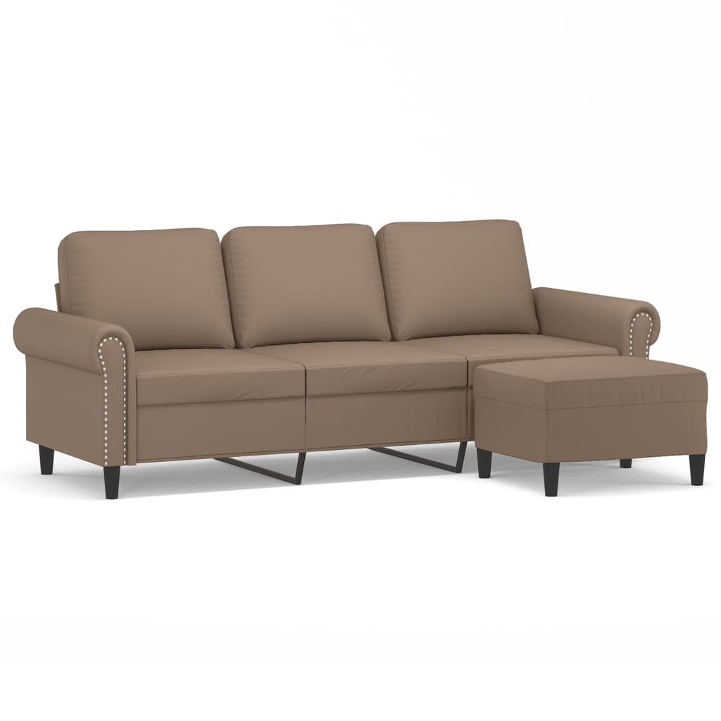  3-osobowa sofa z podnóżkiem cappuccino 180 cm sztuczna skóra