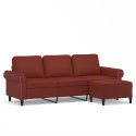  3-osobowa sofa z podnóżkiem winna czerwień 180 cm ekoskóra