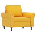  Fotel z podnóżkiem jasnożółty 60 cm aksamit