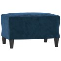  Fotel z podnóżkiem niebieski 60 cm obity aksamitem