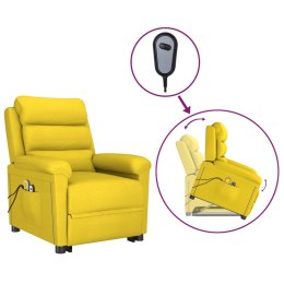  Podnoszony fotel masujący jasnożółty obity tkaniną