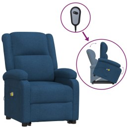  Rozkładany fotel masujący podnoszony niebieski obity tkaniną