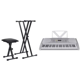  Keyboard z 61 klawiszami i akcesoriami srebrno-czarny