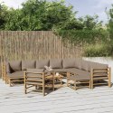  12-cz. zestaw mebli do ogrodu poduszki w kolorze taupe bambus