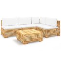  5-cz. zestaw wypoczynkowy do ogrodu poduszki drewno tekowe