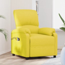 VidaXL Elektryczny fotel masujący, jasnożółty, obity tkaniną
