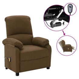 VidaXL Elektryczny, rozkładany fotel masujący, brązowy, tkanina