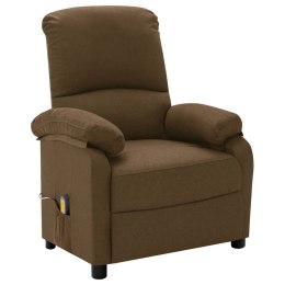 VidaXL Elektryczny, rozkładany fotel masujący, brązowy, tkanina