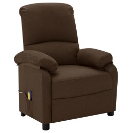 VidaXL Elektryczny, rozkładany fotel masujący, ciemny brąz, tkanina