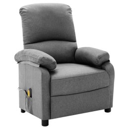 VidaXL Elektryczny, rozkładany fotel masujący, jasnoszary, tkanina