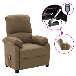 VidaXL Elektryczny, rozkładany fotel masujący, kolor taupe, tkanina