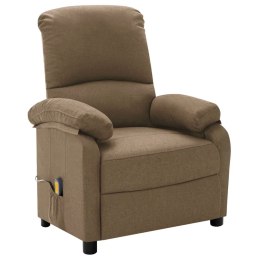 VidaXL Elektryczny, rozkładany fotel masujący, kolor taupe, tkanina