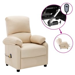 VidaXL Elektryczny, rozkładany fotel masujący, kremowy, tkanina