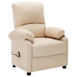VidaXL Elektryczny, rozkładany fotel masujący, kremowy, tkanina
