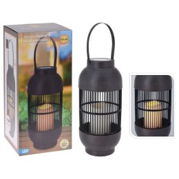 ProGarden Solarny lampion ogrodowy ze świecą czarny rattan
