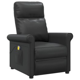 VidaXL Fotel masujący, czarny, sztuczna skóra
