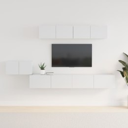 VidaXL 5-częściowy zestaw szafek telewizyjnych, biały z połyskiem