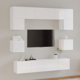 VidaXL 8-częściowy zestaw szafek telewizyjnych, biały z połyskiem