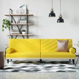 VidaXL Rozkładana kanapa z podłokietnikami, jasnożółta, obita tkaniną