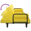  Rozkładana kanapa z podłokietnikami jasnożółta obita tkaniną