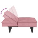  Rozkładana kanapa z uchwytami na napoje różowa aksamit