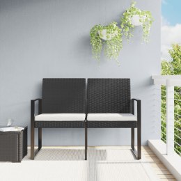  2-osobowa ławka ogrodowa z poduszkami czarna rattan PP