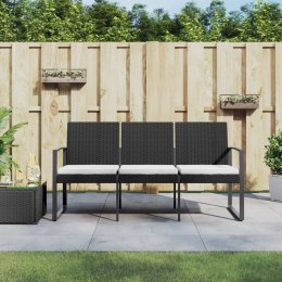  3-osobowa ławka ogrodowa z poduszkami czarna rattan PP