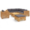  8-cz. zestaw wypoczynkowy do ogrodu poduszki drewno tekowe