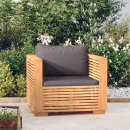  Siedzisko ogrodowe z ciemnoszarymi poduszkami drewno tekowe