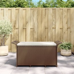  Ławka ogrodowa z poduszką brązowa 116x46x57 cm polirattan
