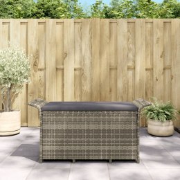  Ławka ogrodowa z poduszką szara 116x46x57 cm polirattan