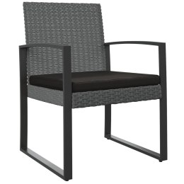  Ogrodowe krzesła stołowe 2 szt. ciemnoszare rattan PP