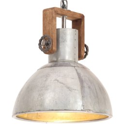  Industrialna lampa wisząca 25 W srebrna okrągła 30 cm E27