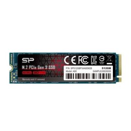Silicon Power SSD P34A80 512 GB, interfejs SSD PCIe Gen3x4, prędkość zapisu 3000 MB/s, prędkość odczytu 3400 MB/s