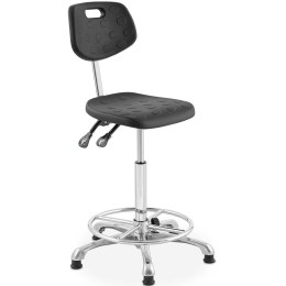 Krzesło robocze warsztatowe z oparciem podnóżkiem CHROM do 120 kg 515-780 mm czarne