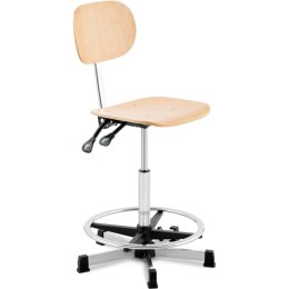 Krzesło robocze warsztatowe z oparciem podnóżkiem ze sklejki CHROM do 120 kg 550-800 mm